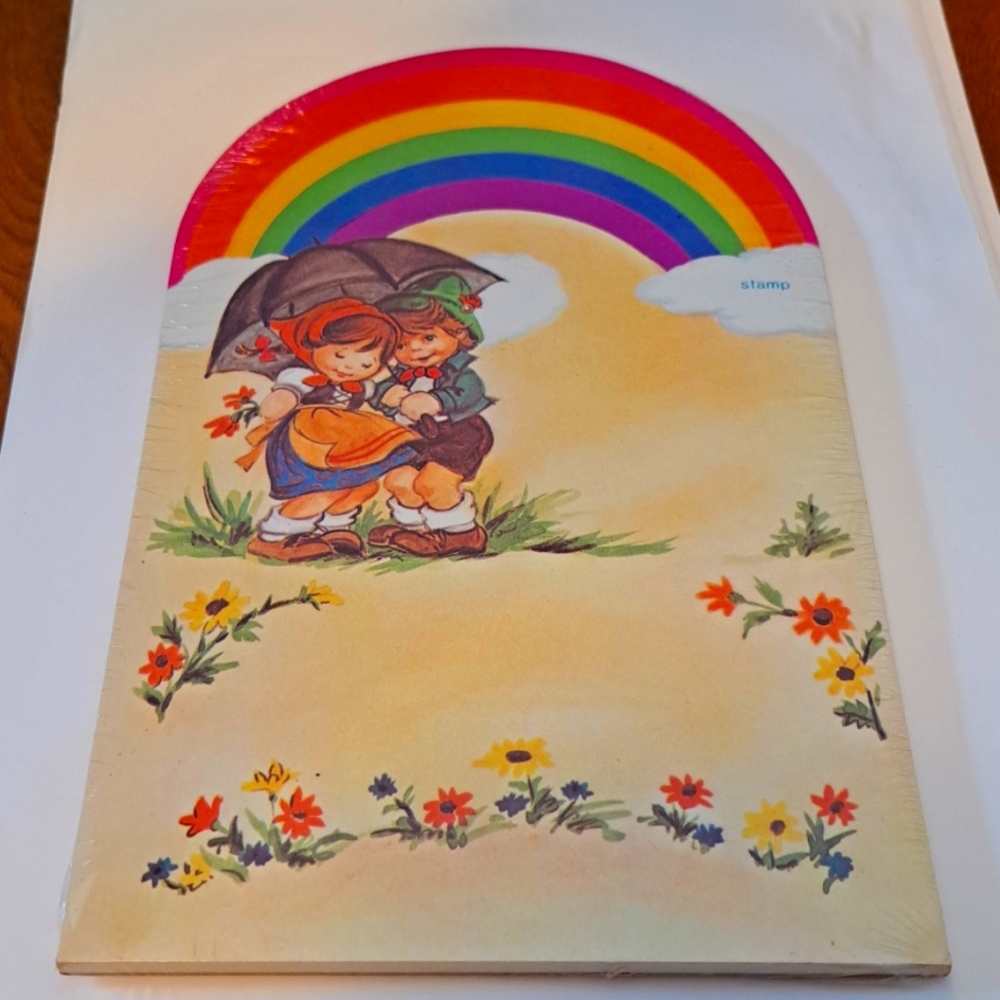 Goebel, little rainbow unused note card New in Package made in US hummel